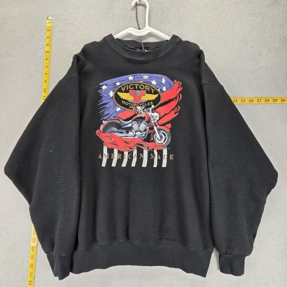 Vintage Victory Motorcycles Sweatshirt Mens XL Black Polaris American Made